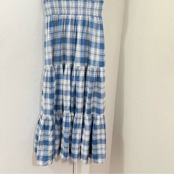 Ralph Lauren Plaid Tiered Cotton Halter Maxi Dress Size 10 - Picture 10 of 16